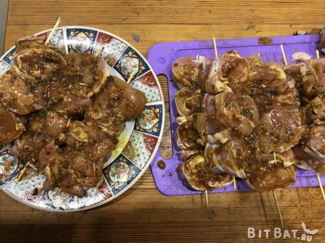Шашлик на сковороді з курки на шпажках
