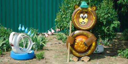 Вироби з шин: як прикрасити дитячу площадку зі старих автомобільних коліс